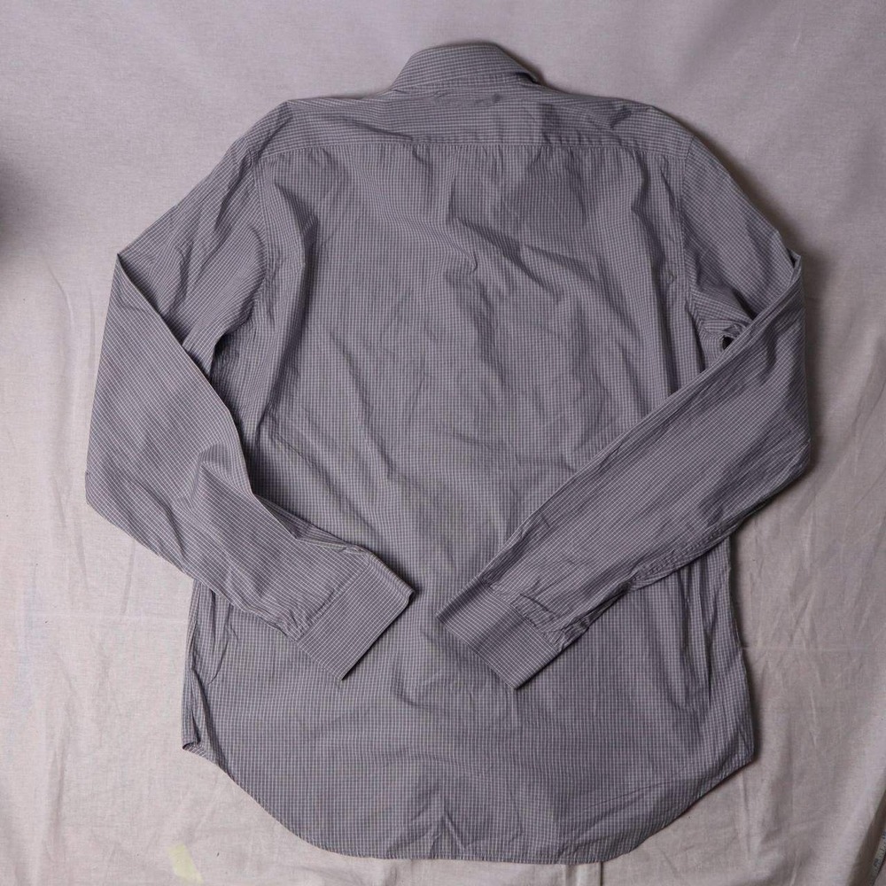 Burberry London Mens Grey Micro Check Long Sleeve Button Down Shirt Size 17 43 - Picture 3 of 6